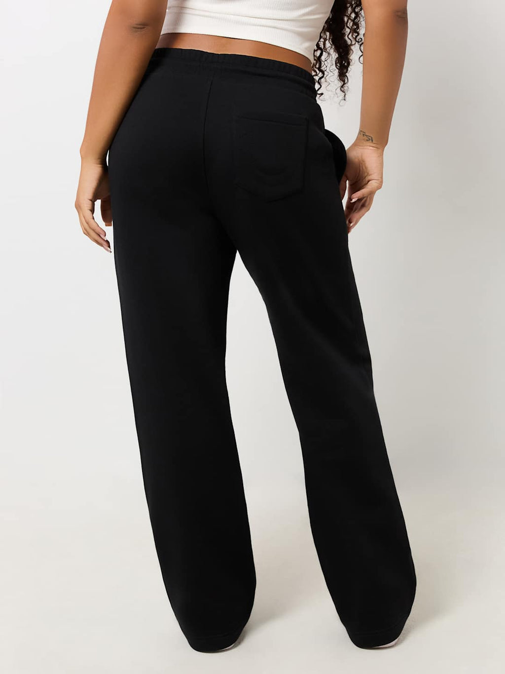 True Religion Jogger Ladies Angelic Wing Straight Leg Jet Black