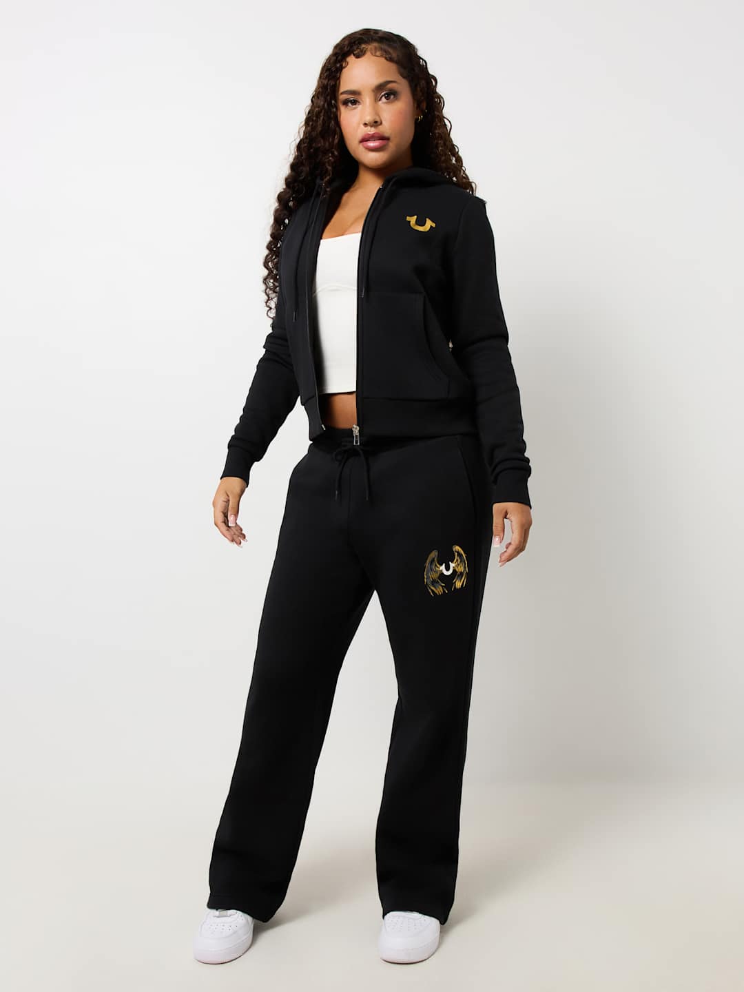 True Religion Jogger Ladies Angelic Wing Straight Leg Jet Black