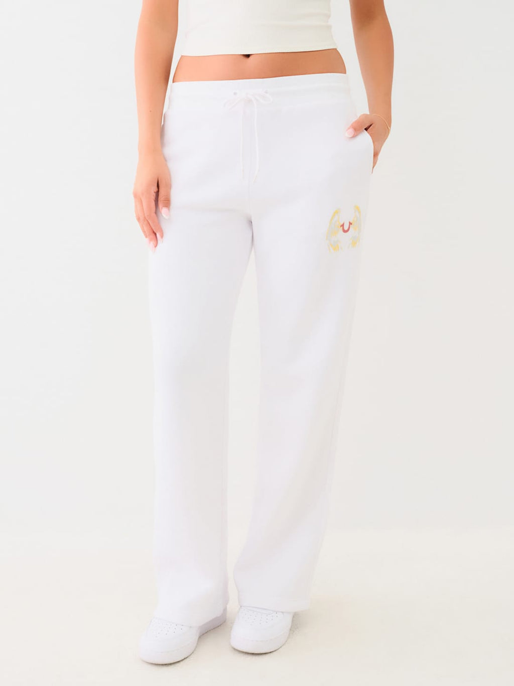 True Religion Jogger Ladies Angelic Wing Straight Leg Optic White