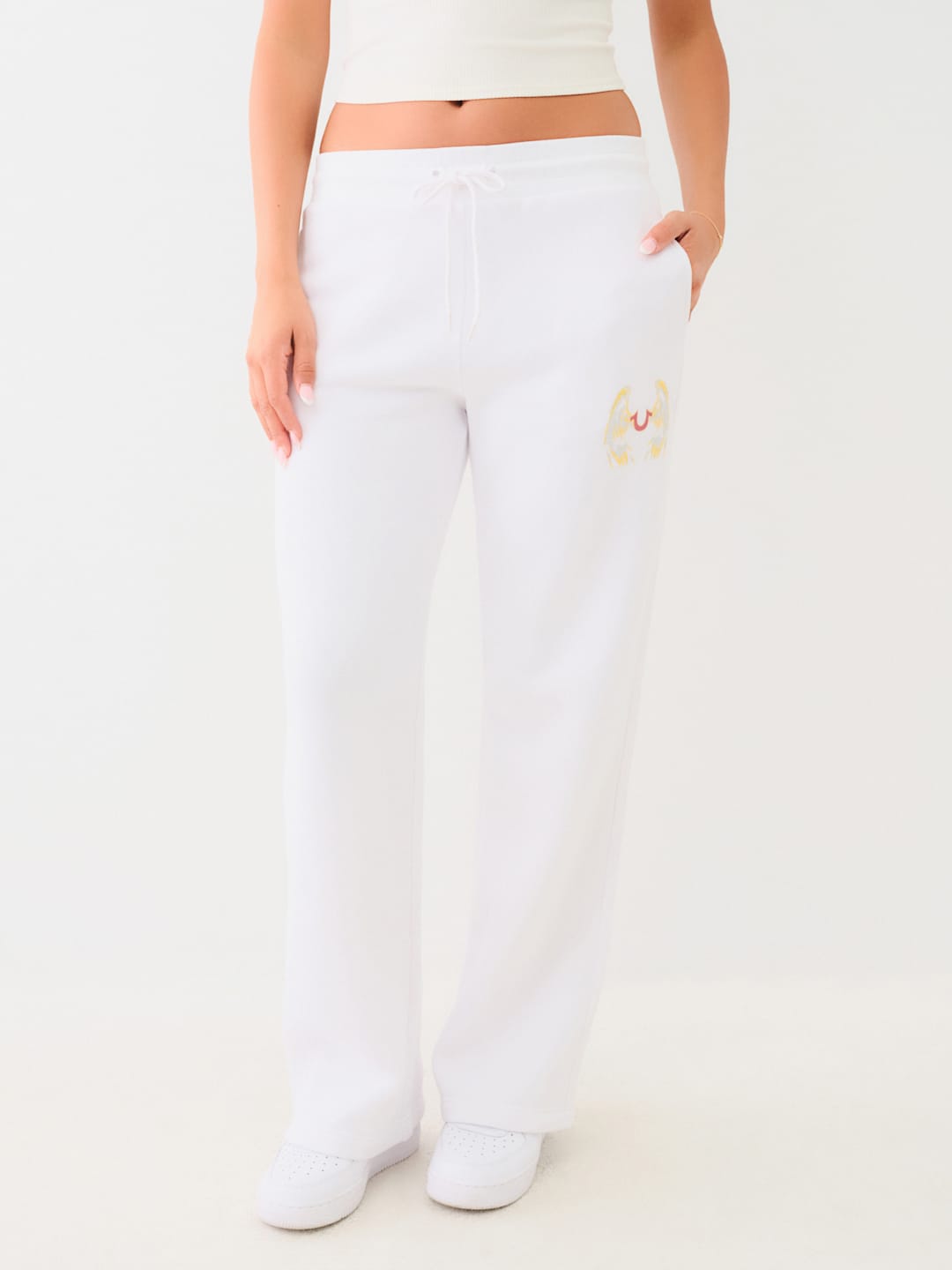 True Religion Jogger Ladies Angelic Wing Straight Leg Optic White