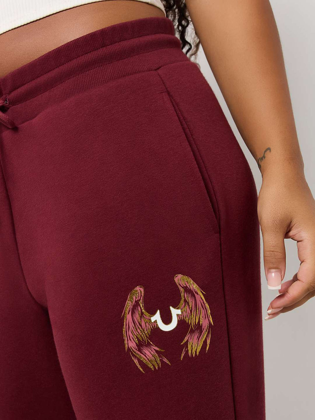 True Religion Jogger Ladies Angelic Wing Straight Leg Chocolate Truffle