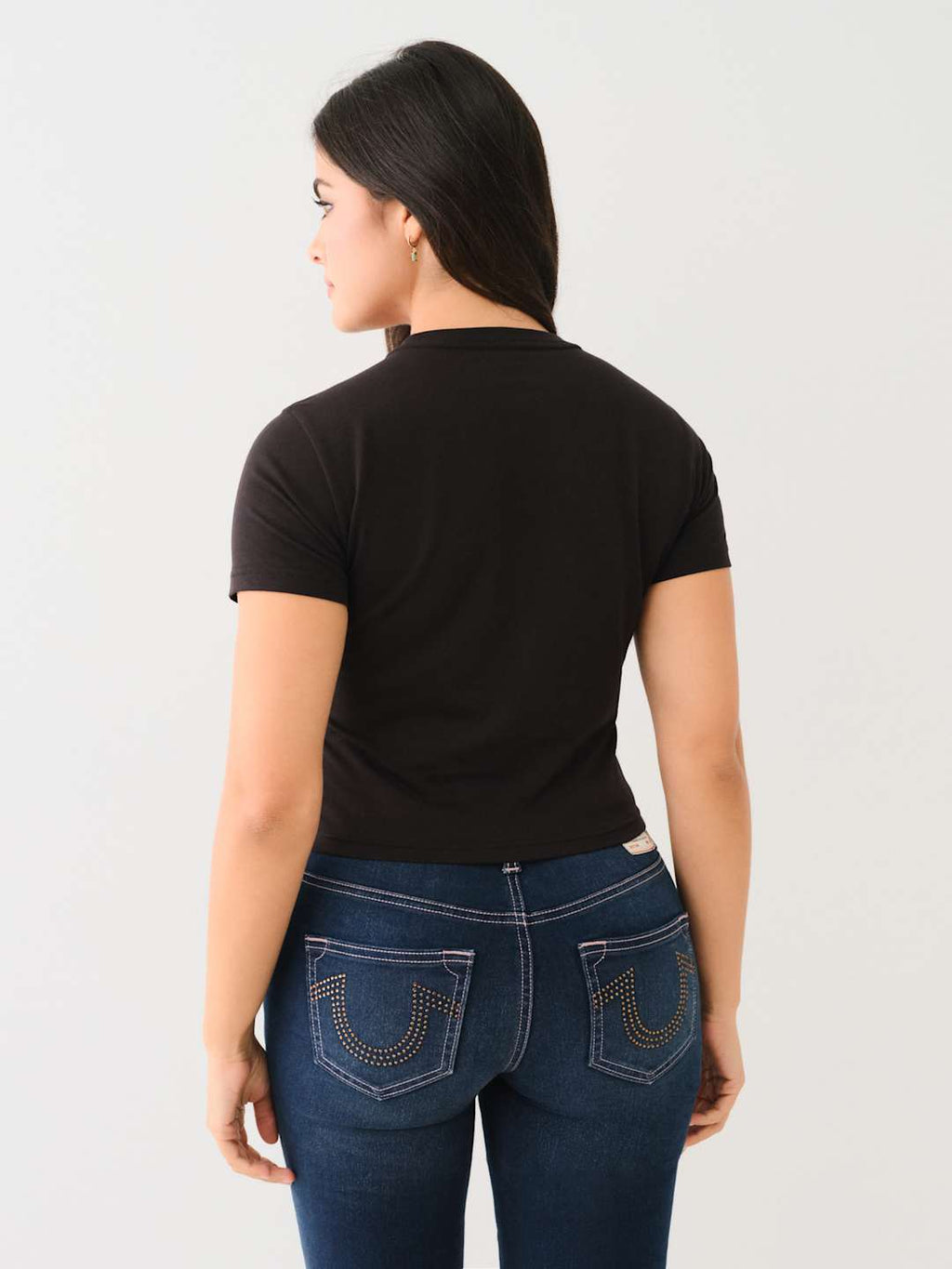True Religion Crew Retro Crystal Baby Tee Jet Black