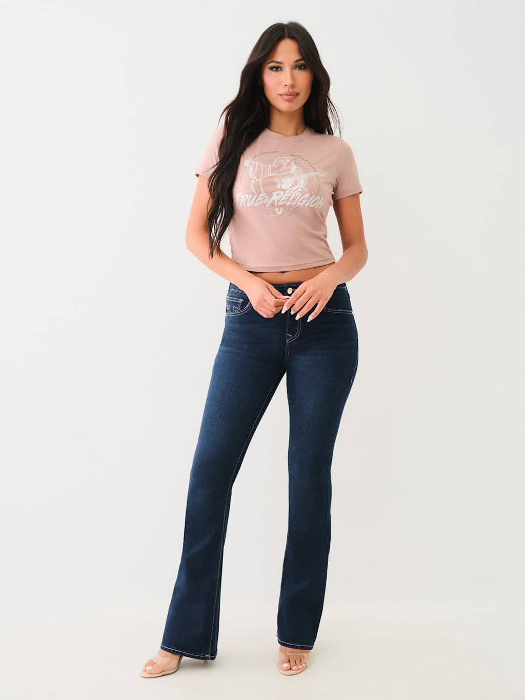 True Religion Crew Retro Crystal Baby Tee Antler