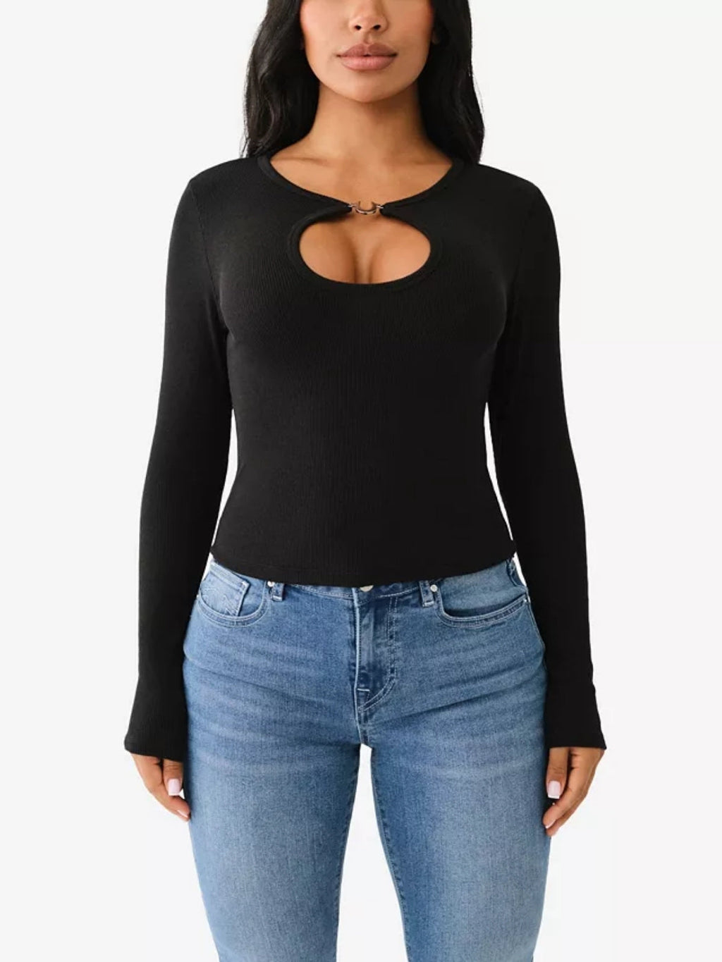 True Religion Horseshoe T-Shirt Charm Cutout Black