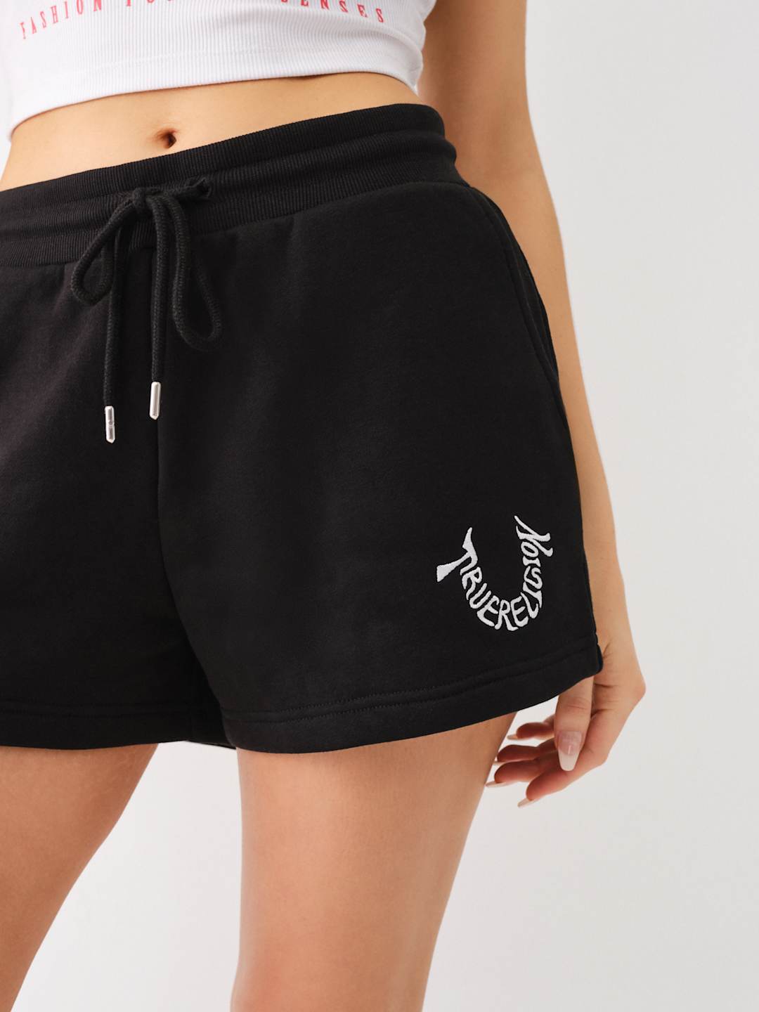 True Religion Embroidered Shorts Lounge Jet Black