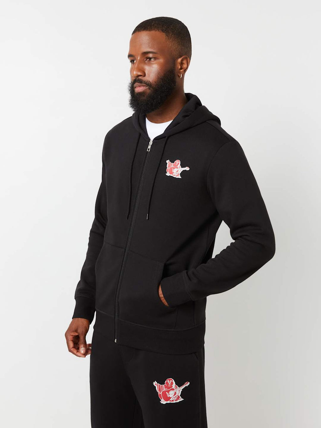 True Religion Sweater Radiant Buddha Zip Hoodie Jet Black