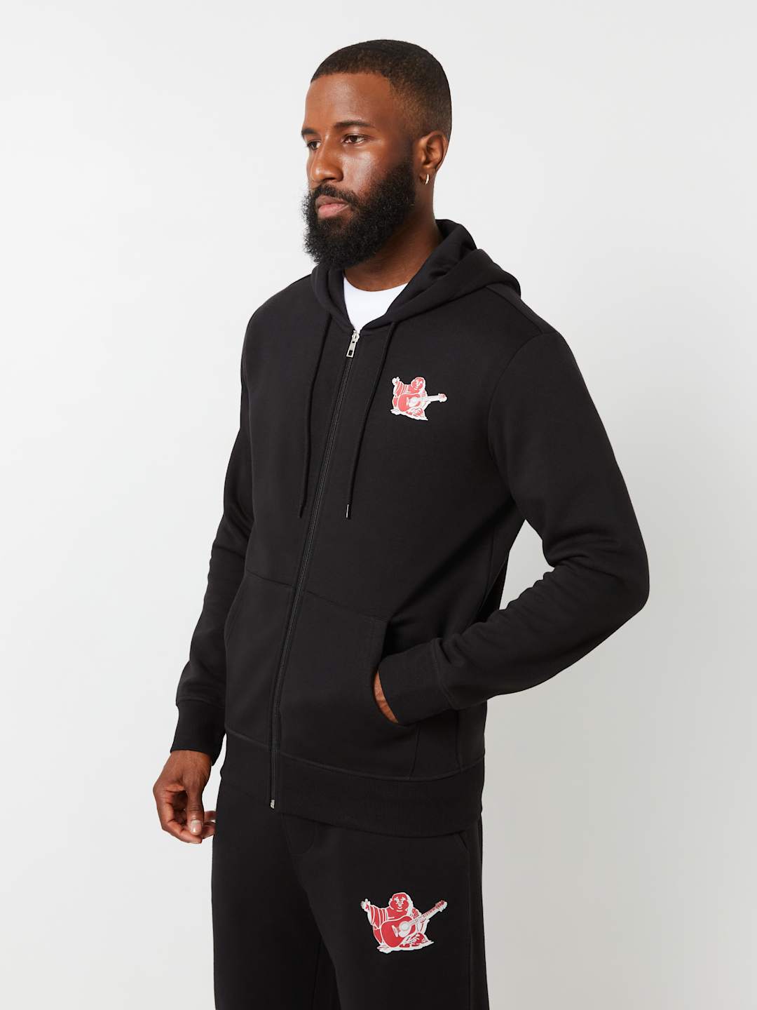 True Religion Sweater Radiant Buddha Zip Hoodie Jet Black