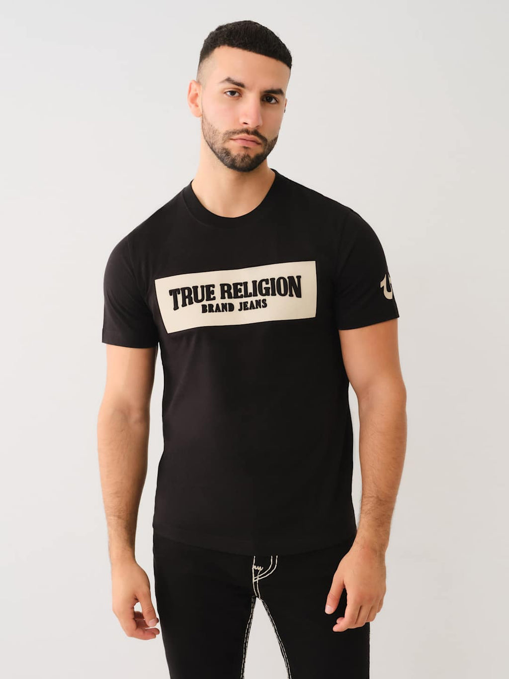 True Religion Crew Embossed Box Arch SS Tee Jet Black