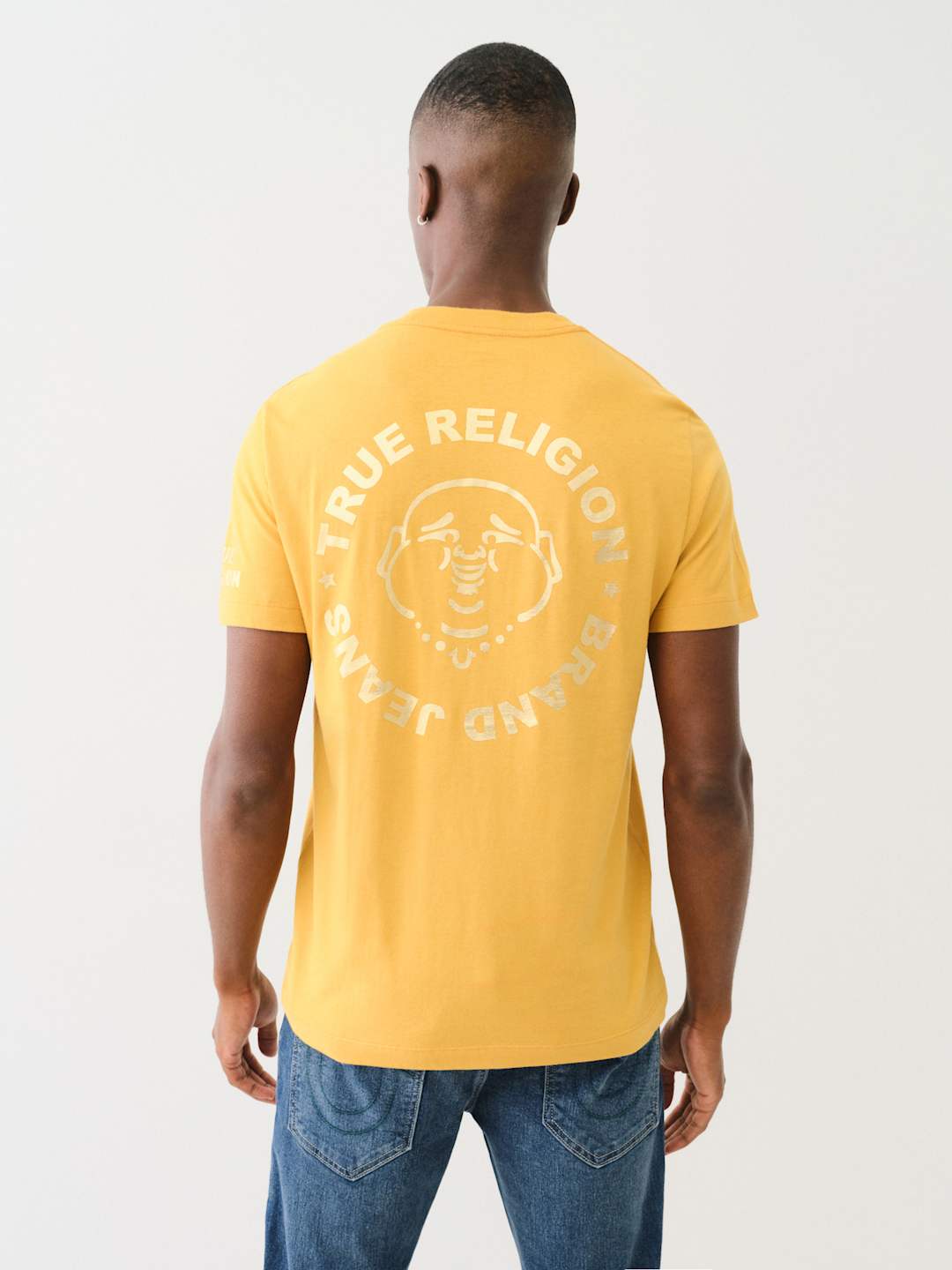 True Religion Crew Stamp Foil SS Tee Honey Mustard