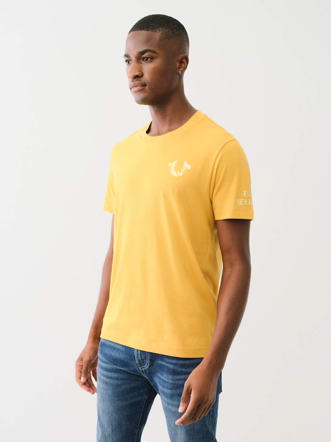True Religion Crew Stamp Foil SS Tee Honey Mustard