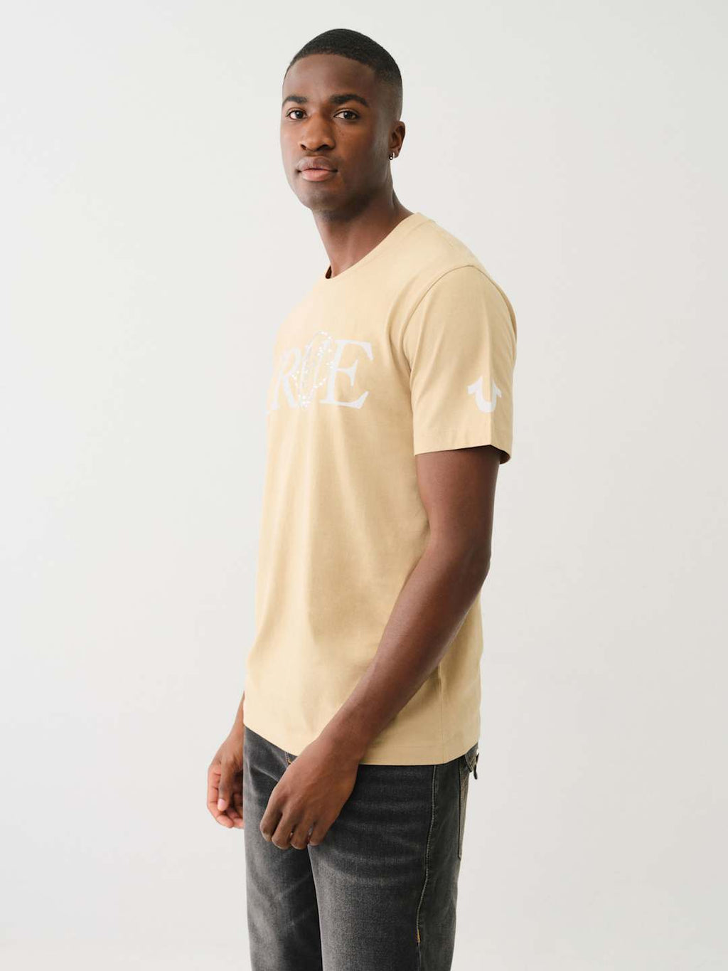 True Religion Crew True Crystal Face SS Tee Travertine