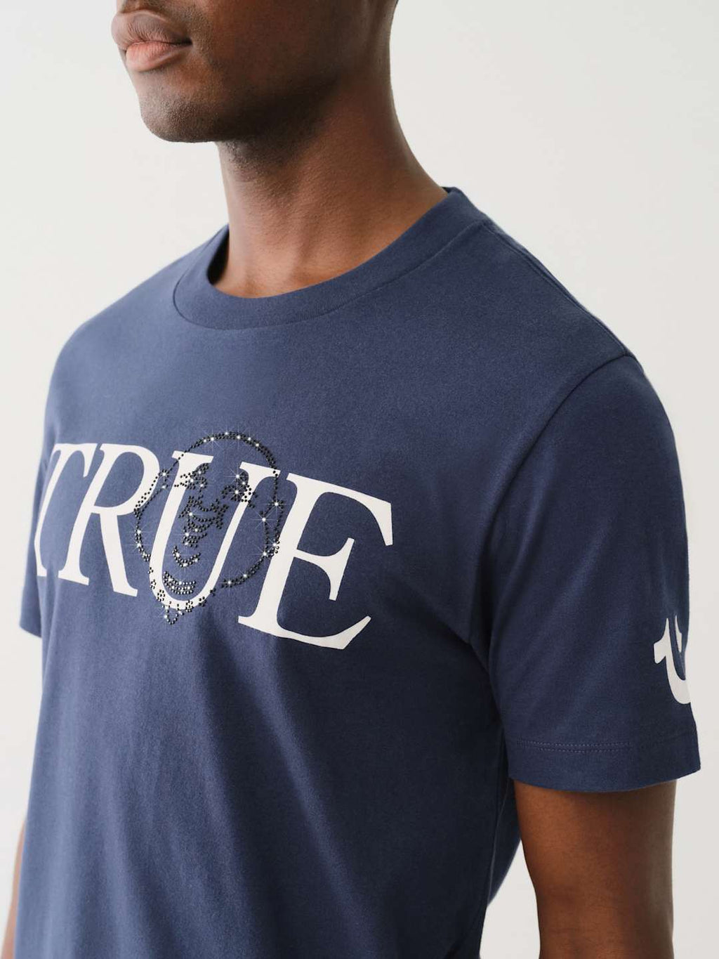 True Religion Crew True Crystal Face SS Tee Dress Blue