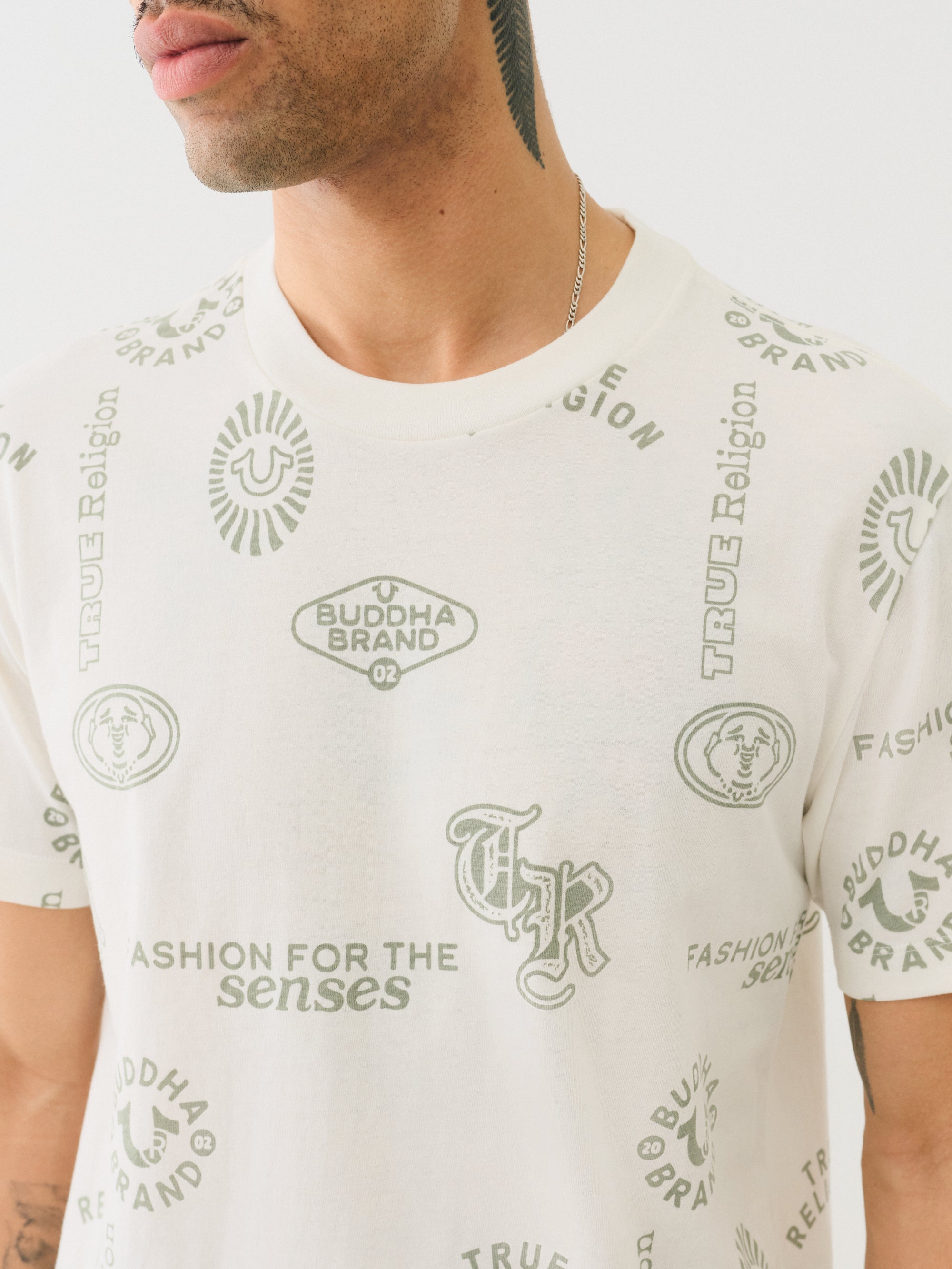 True Religion Scattered Aop Tee Winter White