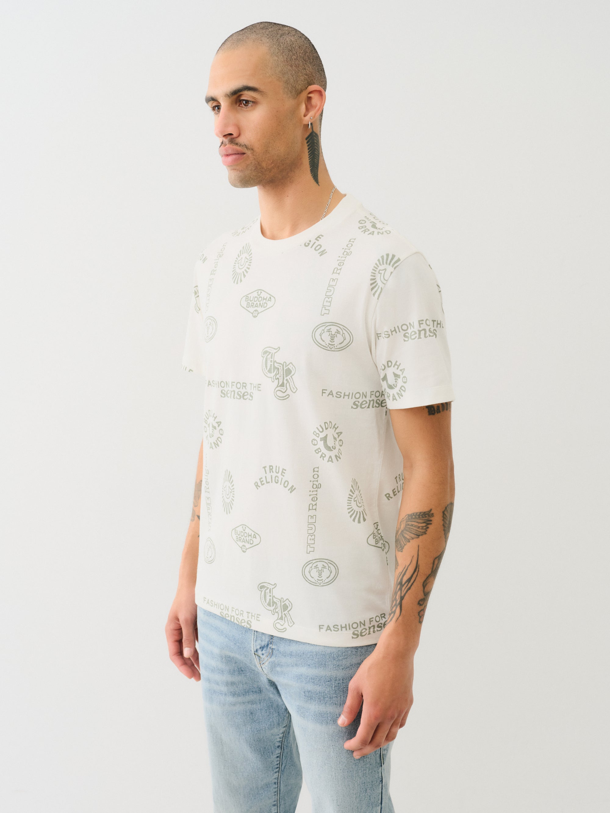 True Religion Scattered Aop Tee Winter White
