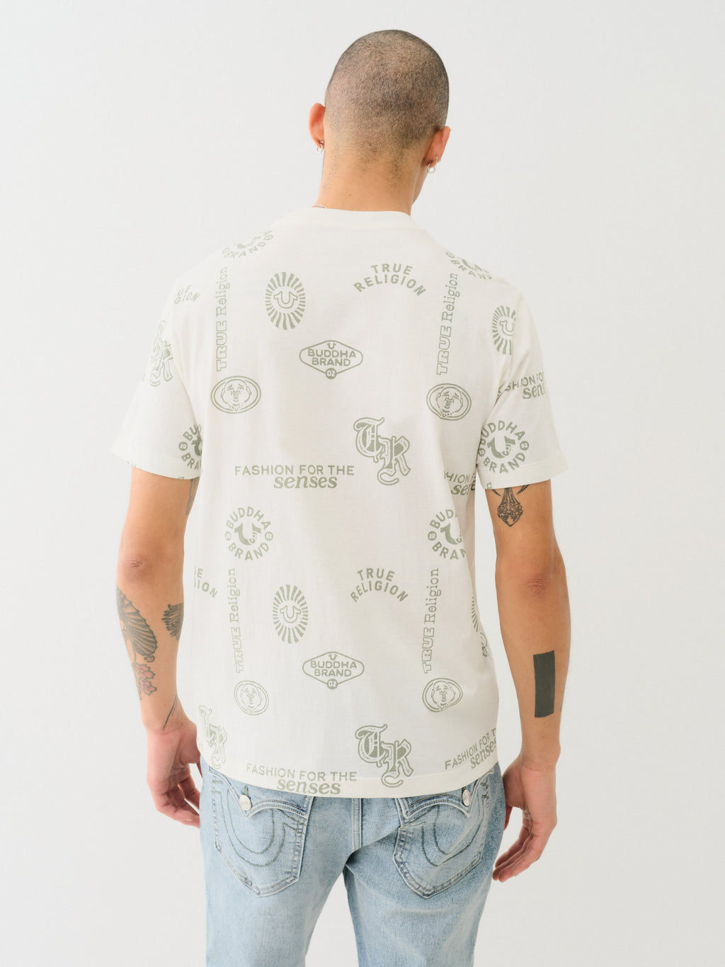 True Religion Scattered Aop Tee Winter White