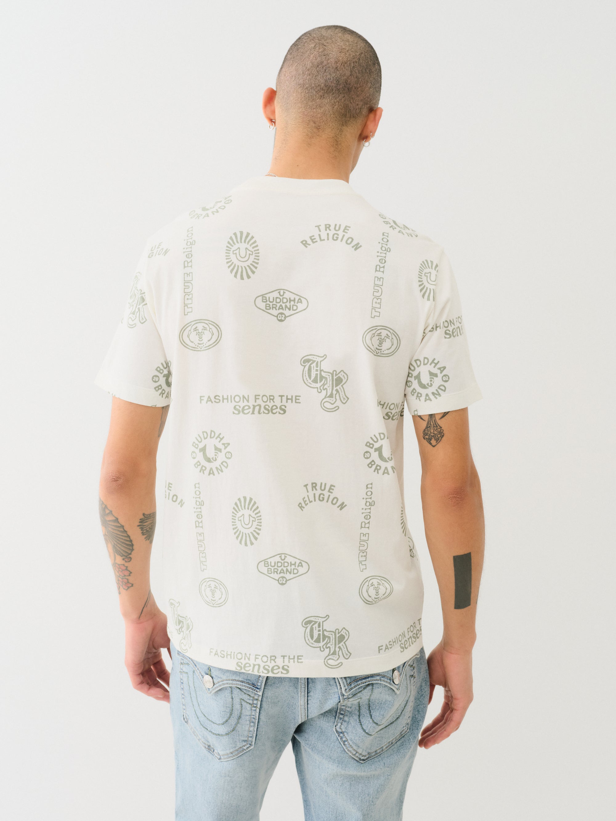True Religion Scattered Aop Tee Winter White