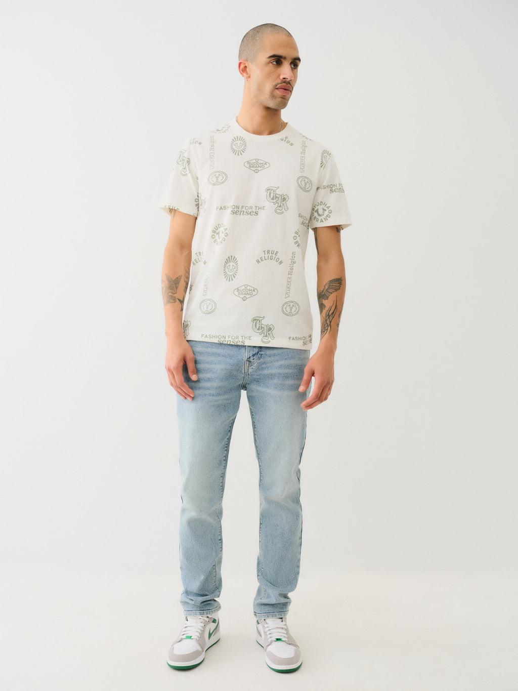 True Religion Scattered Aop Tee Winter White