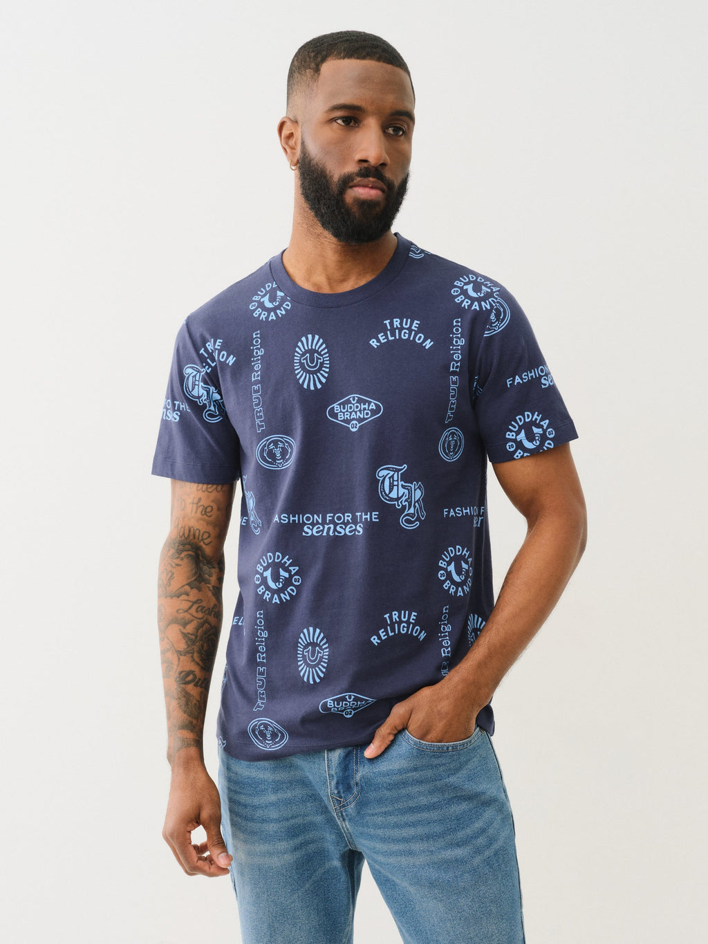 True Religion Scattered Aop Tee Dress Blue