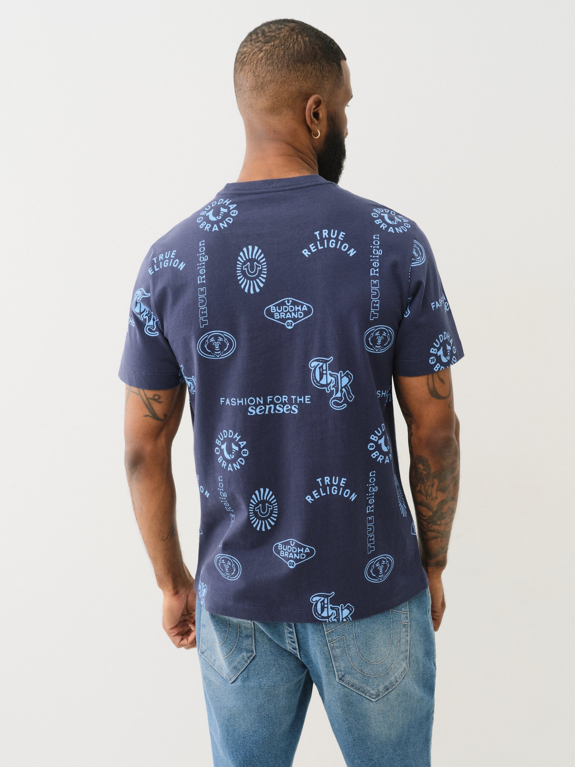 True Religion Scattered Aop Tee Dress Blue