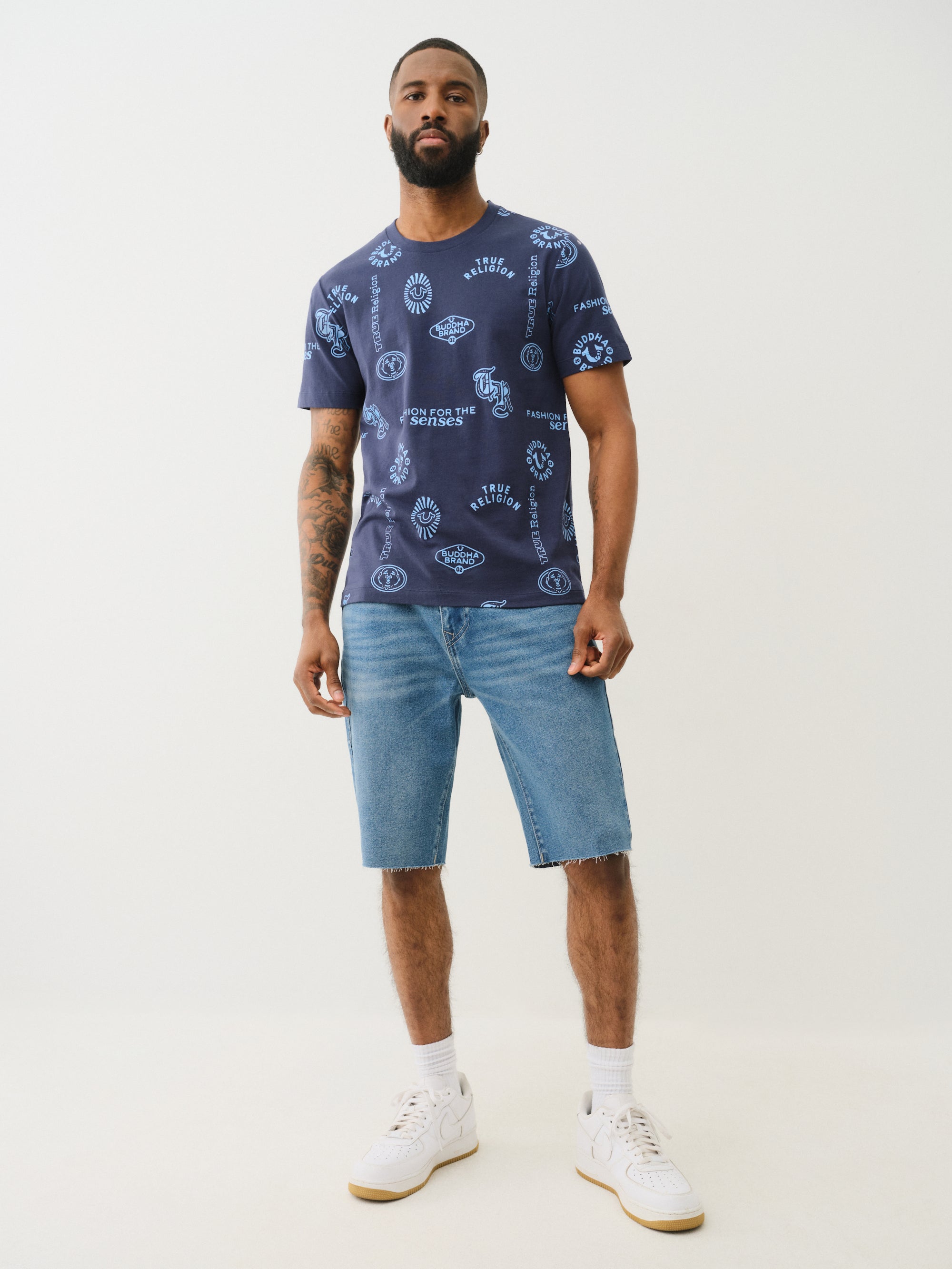 True Religion Scattered Aop Tee Dress Blue