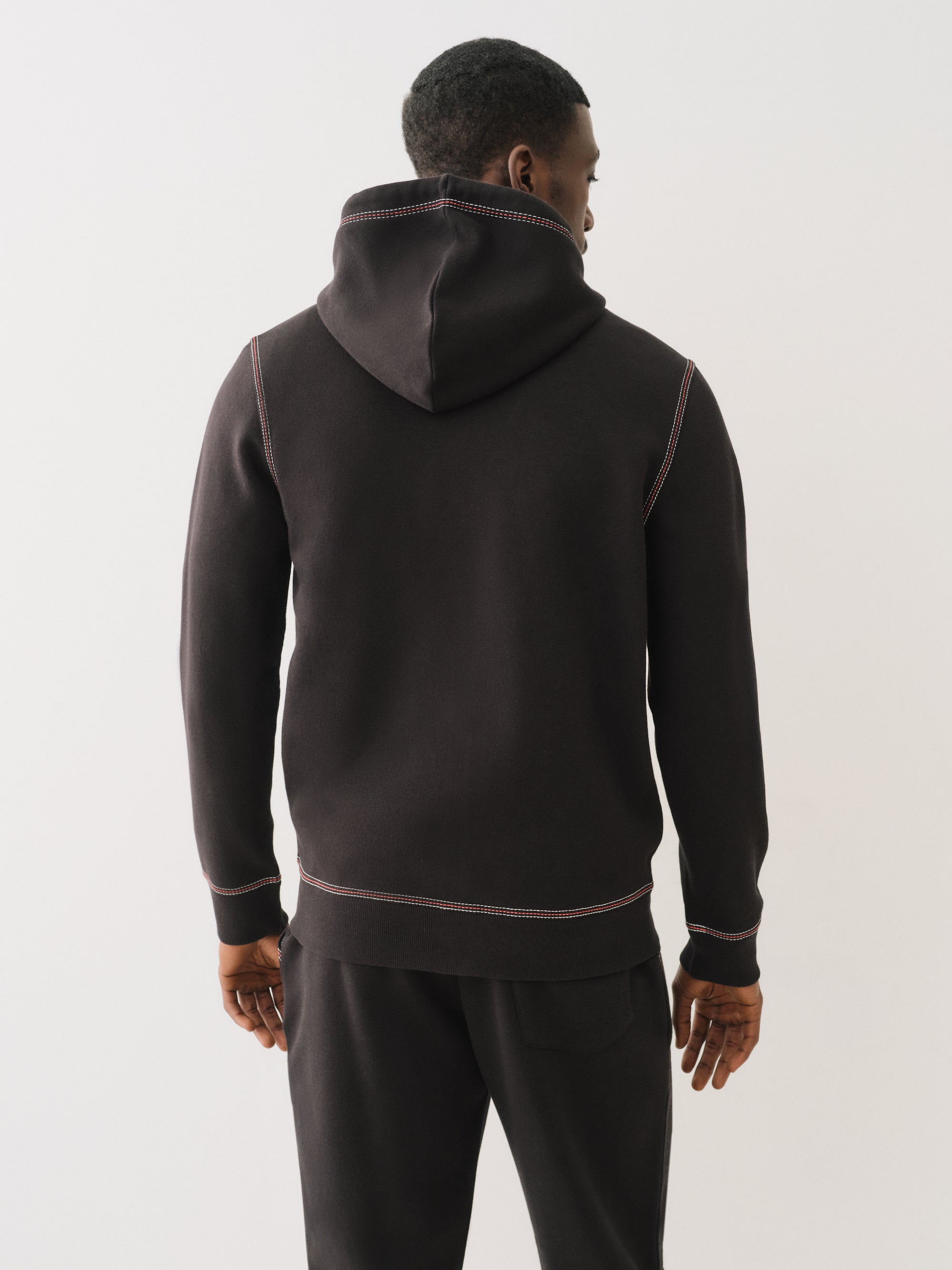 True Religion Embossed Triple Zip Hoodie Jet Black