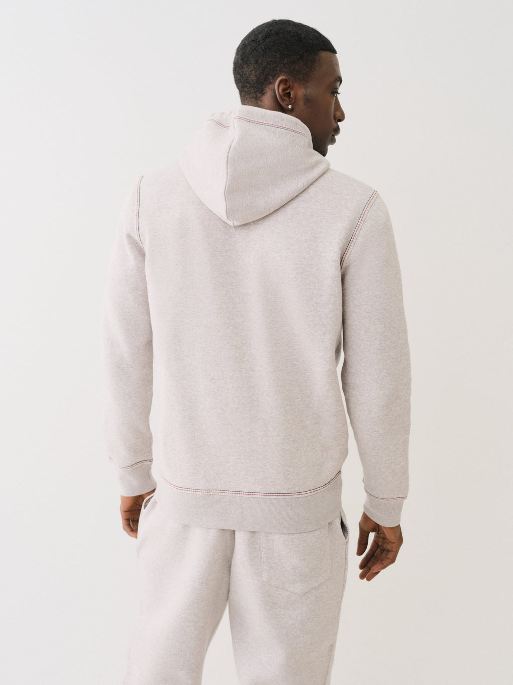 True Religion Embossed Triple Zip Hoodie Heather Grey