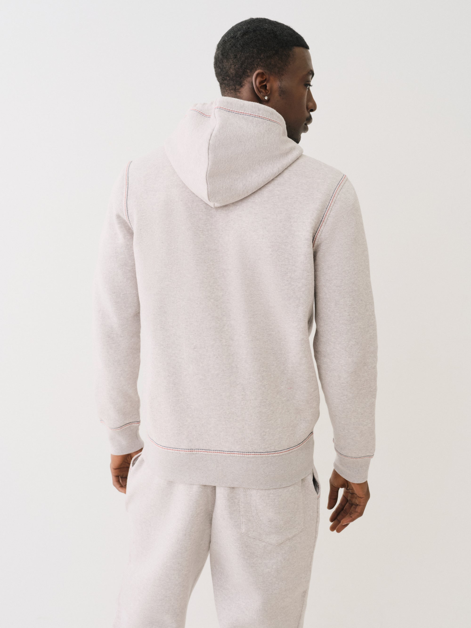 True Religion Embossed Triple Zip Hoodie Heather Grey