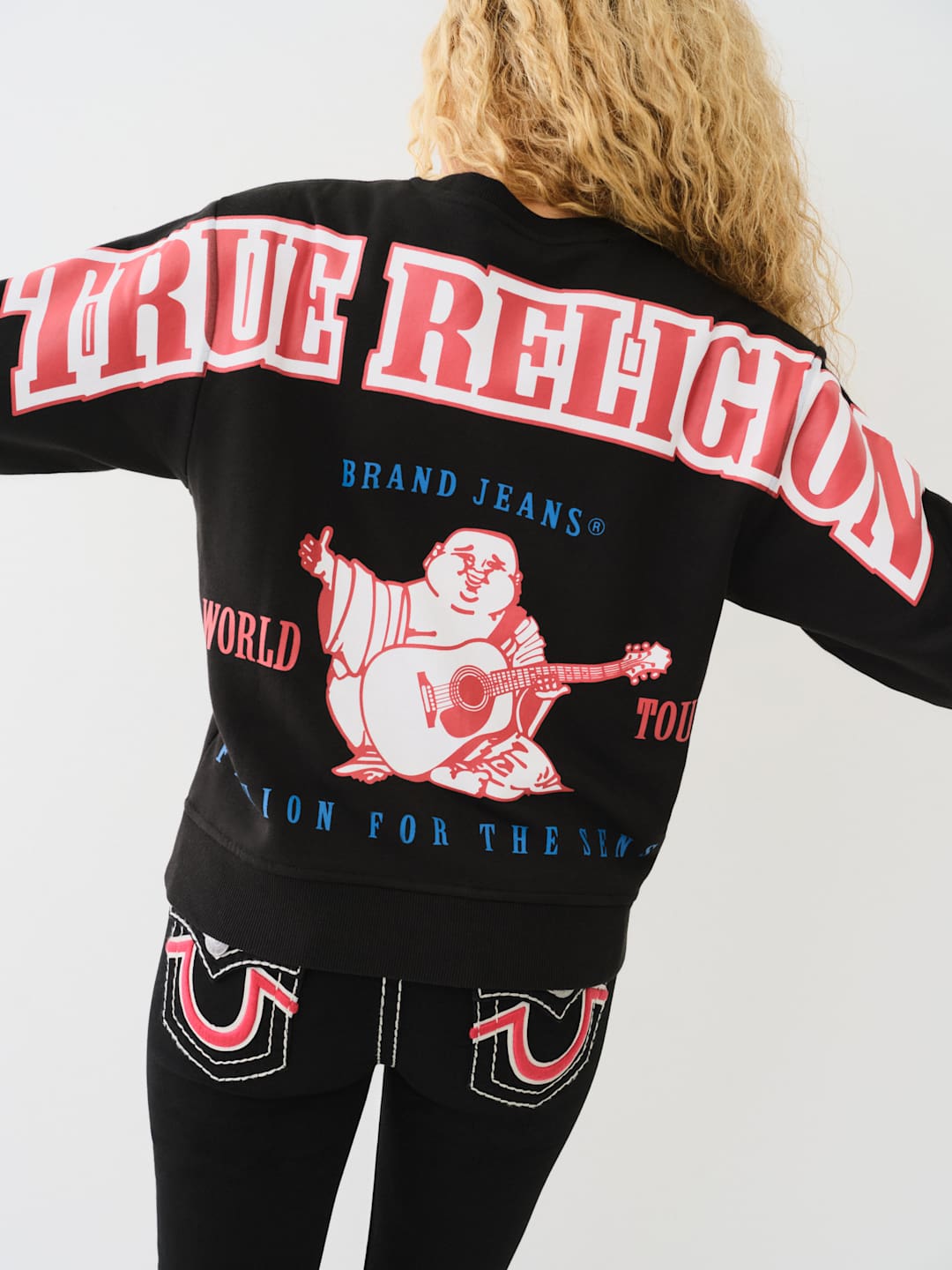 True Religion Anniversary Sweater Ladies Relaxed Jet Black