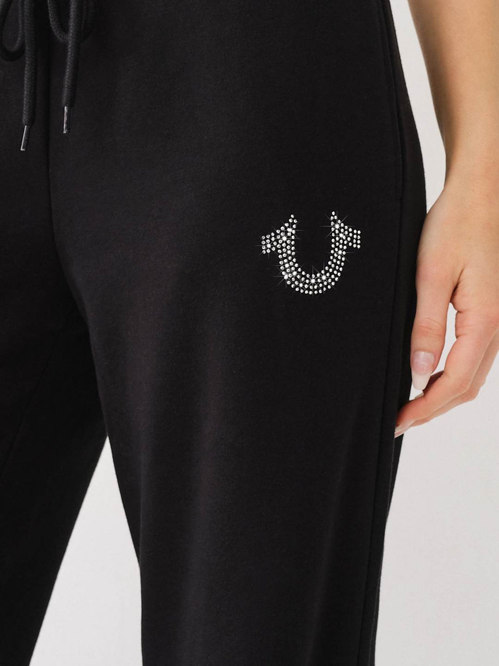 True Religion Crystal French Terry Track Pants Winter White