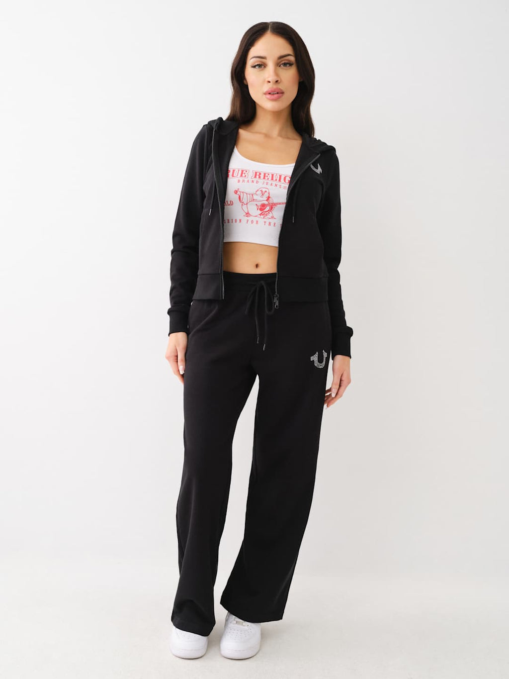 True Religion Crystal French Terry Track Pants Winter White