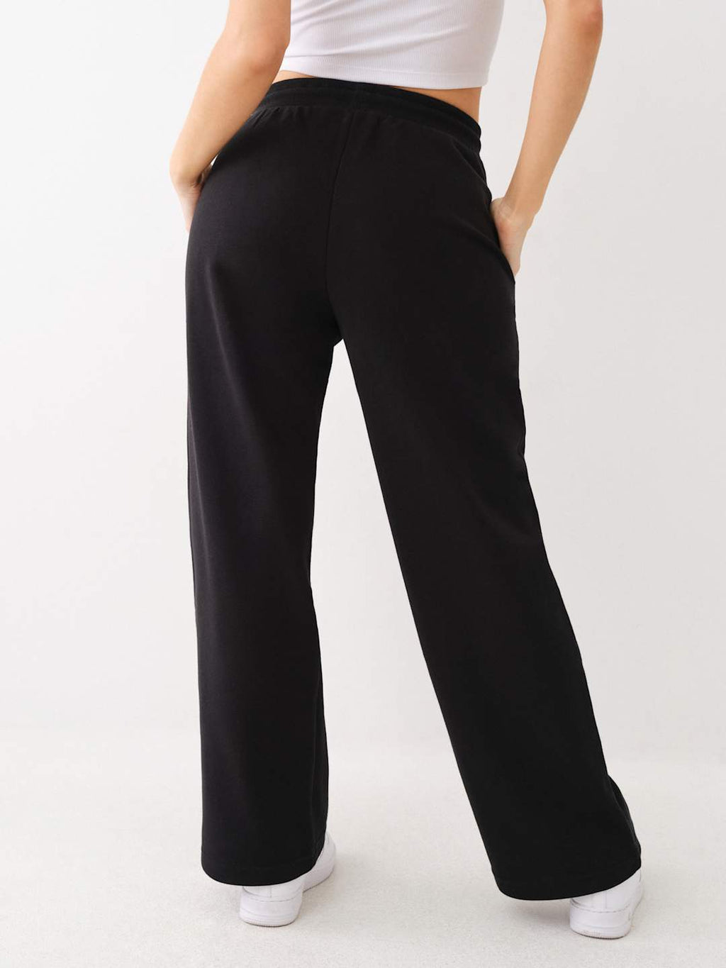 True Religion Crystal French Terry Track Pants Winter White