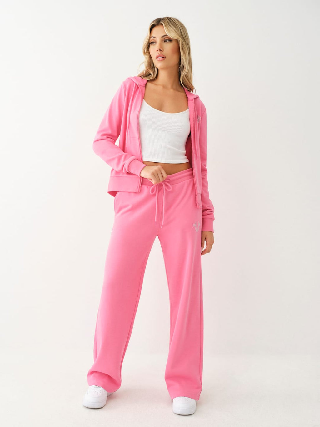 True Religion Crystal French Terry Track Pants Pink