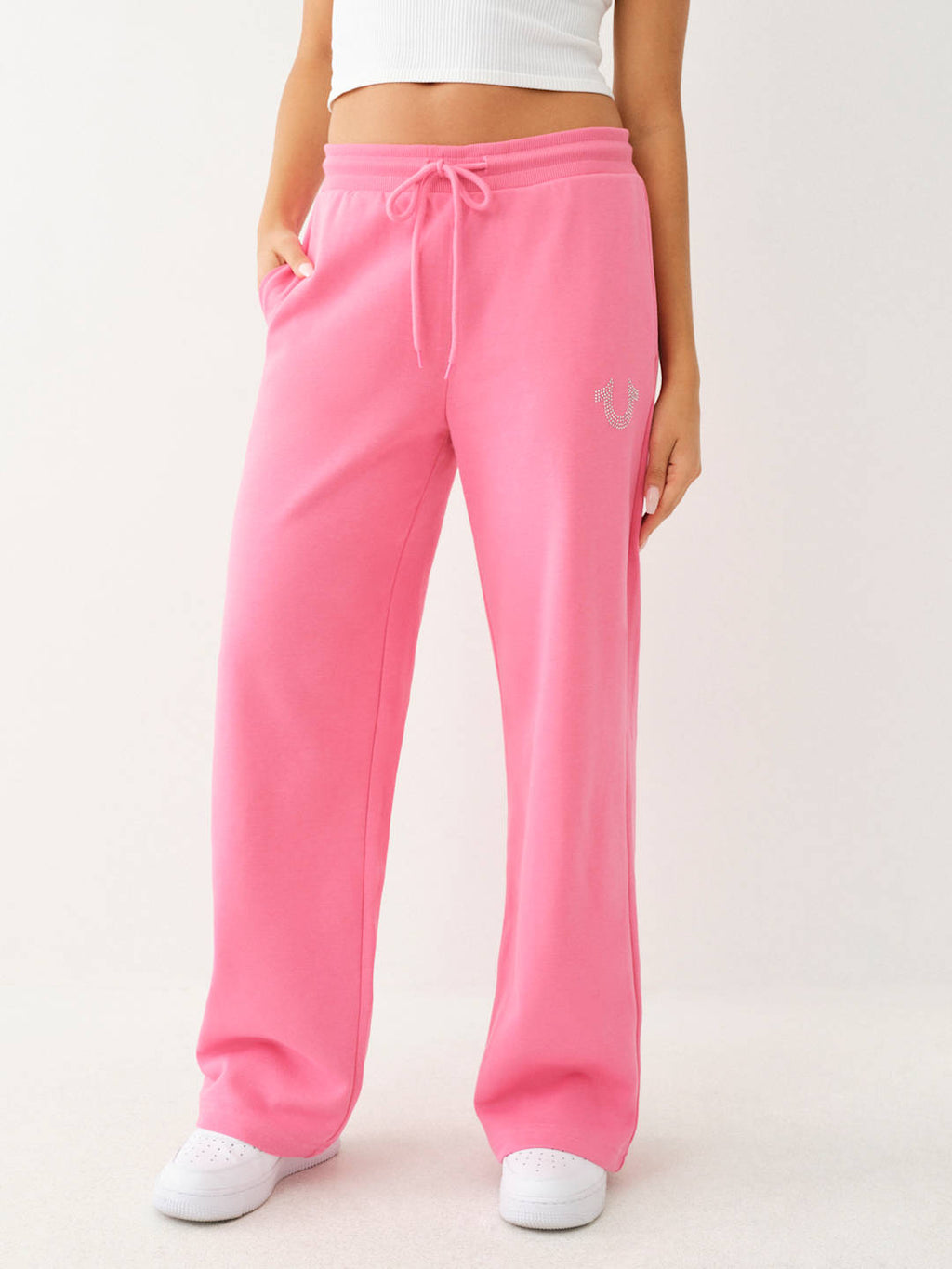 True Religion Crystal French Terry Track Pants Pink