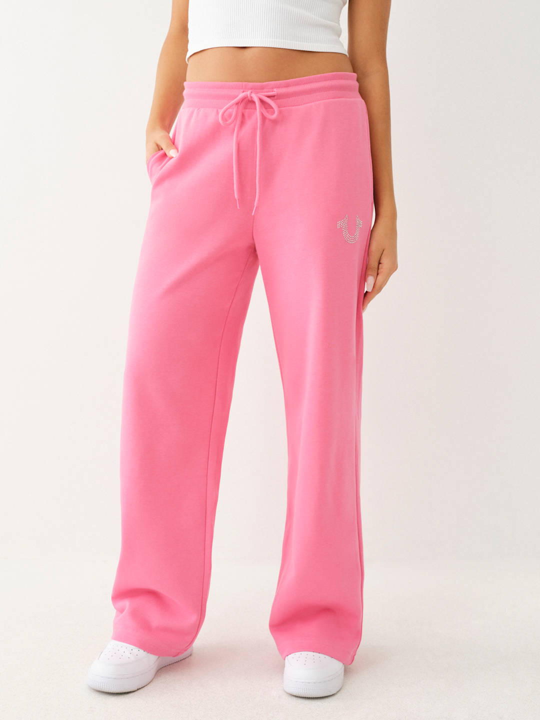 True Religion Crystal French Terry Track Pants Pink