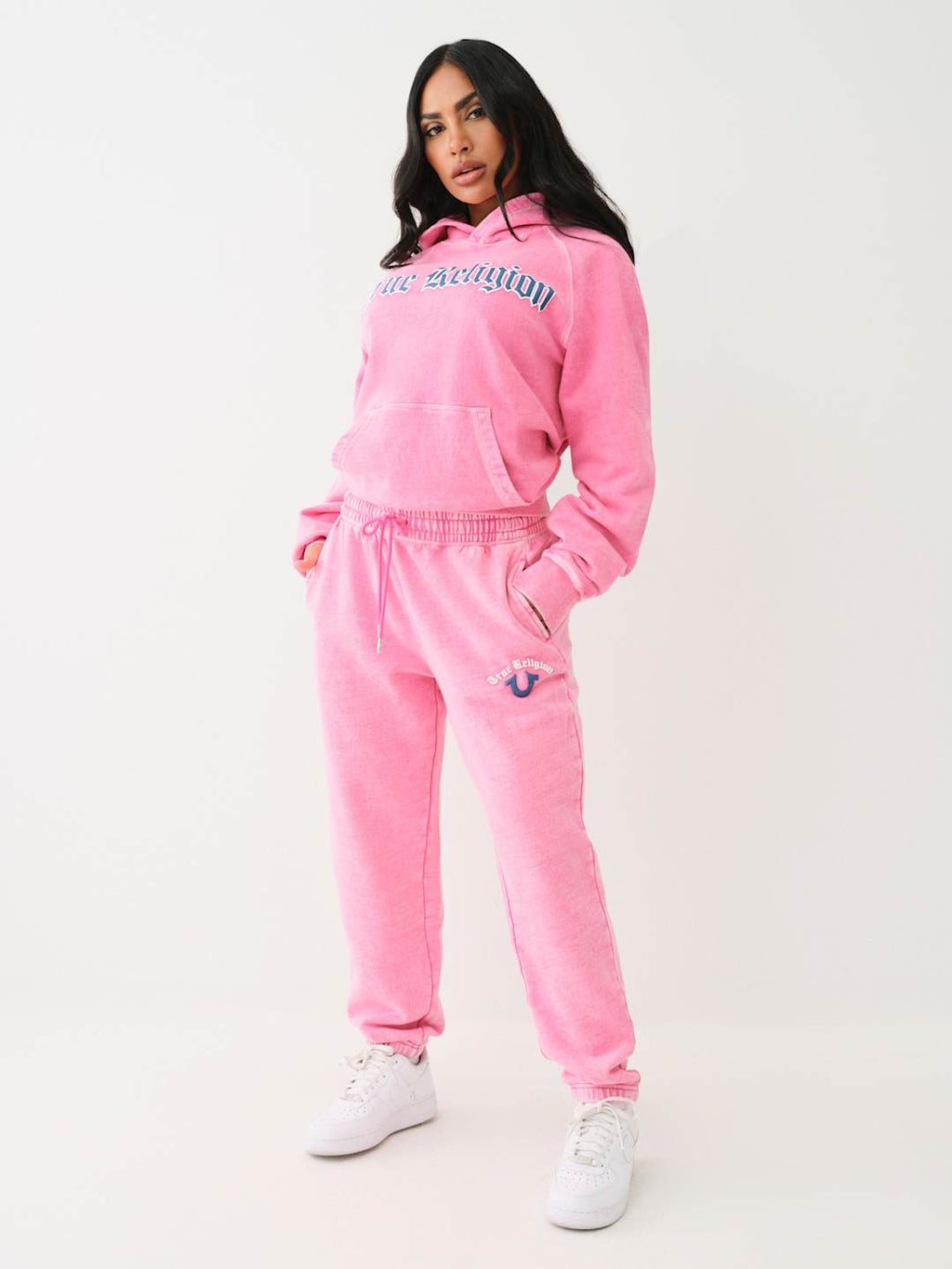 True Religion Washed Logo Track Pants Magenta