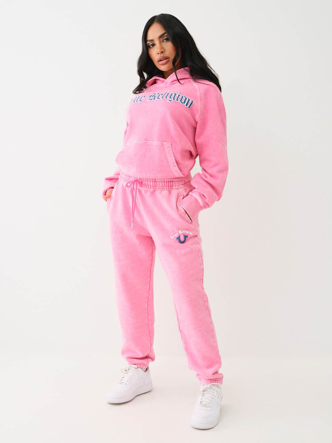 True Religion Washed Logo Track Pants Magenta