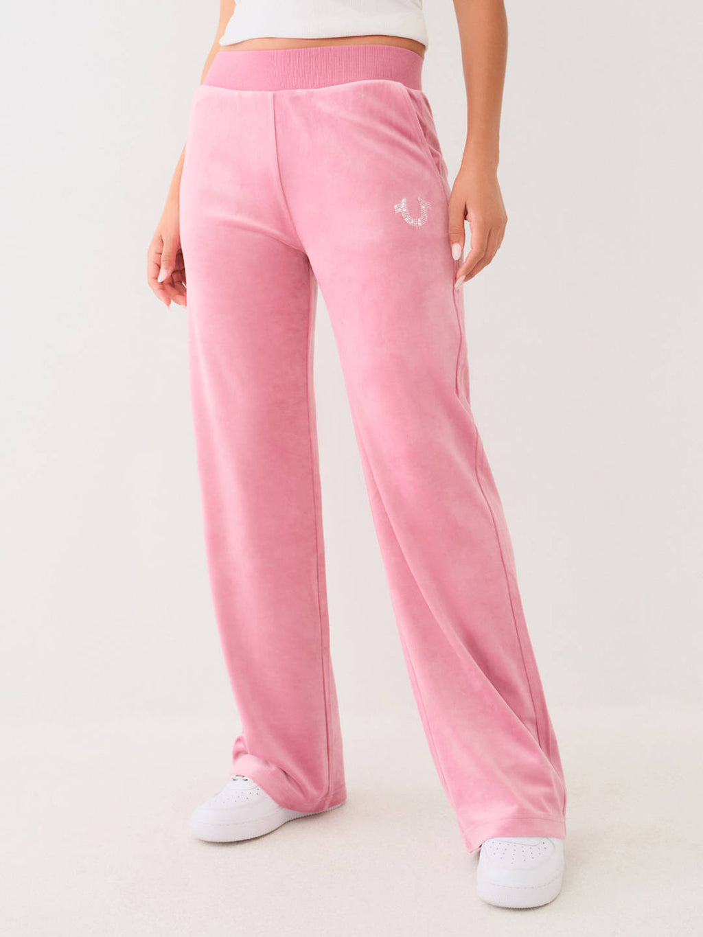 True Religion Crystal Wing Track Pants Stright Leg Heather Rose