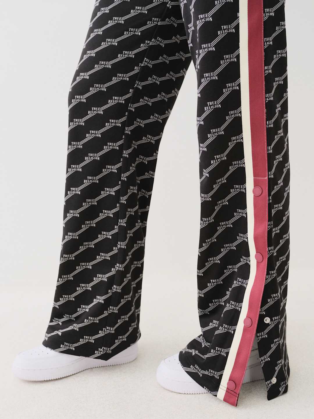 True Religion Monogram Ladies Track Pants Jet Black