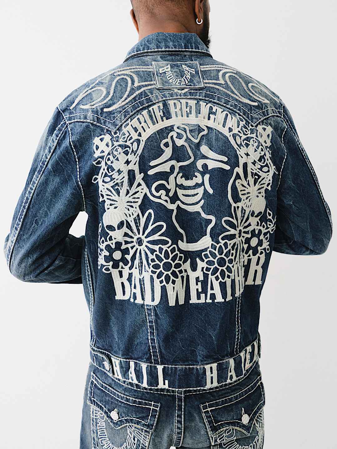 True Religion Big T Jacket Flame Jingled Dark Wash