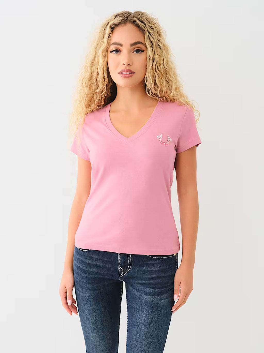 True Religion Crystal Wings T-Shirt Heather Rose