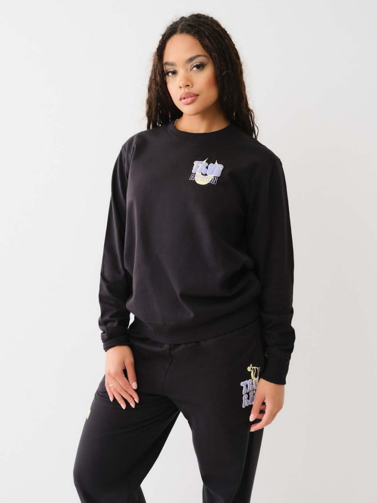 True Religion Sweater Ladies Fleece Jet Black