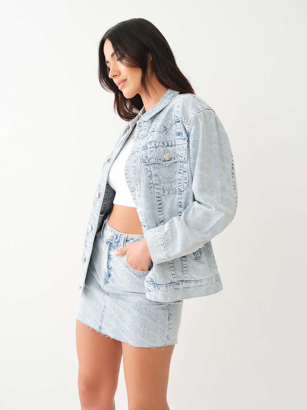 True Religion Jimmy Jacket Oversized Monogram Leaping Water