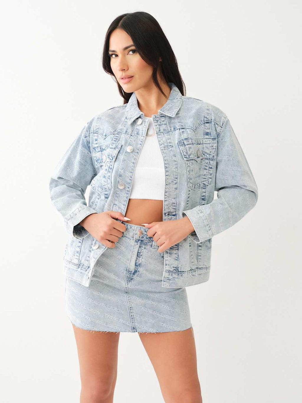 True Religion Jimmy Jacket Oversized Monogram Leaping Water