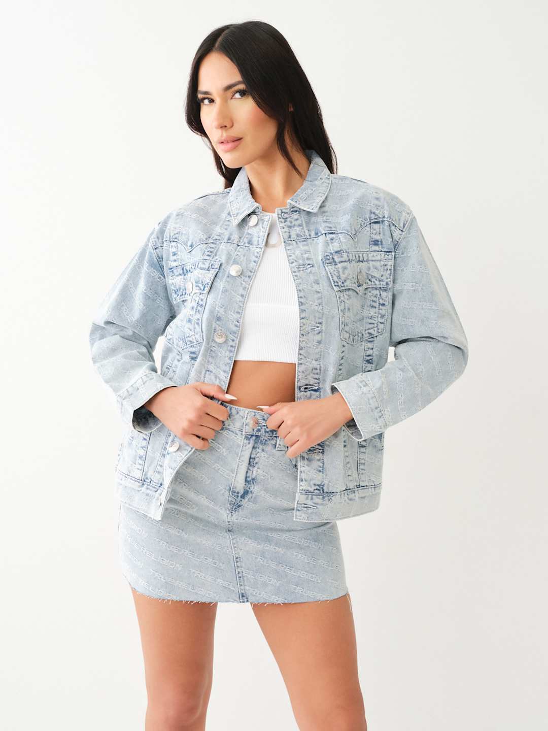 True Religion Jimmy Jacket Oversized Monogram Leaping Water