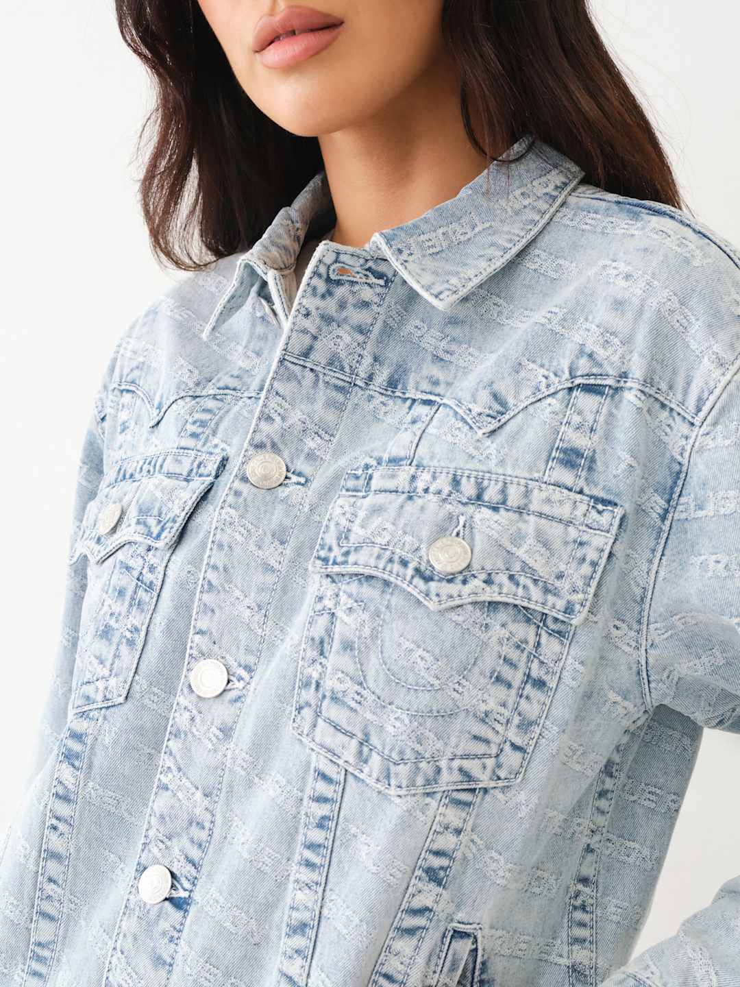 True Religion Jimmy Jacket Oversized Monogram Leaping Water