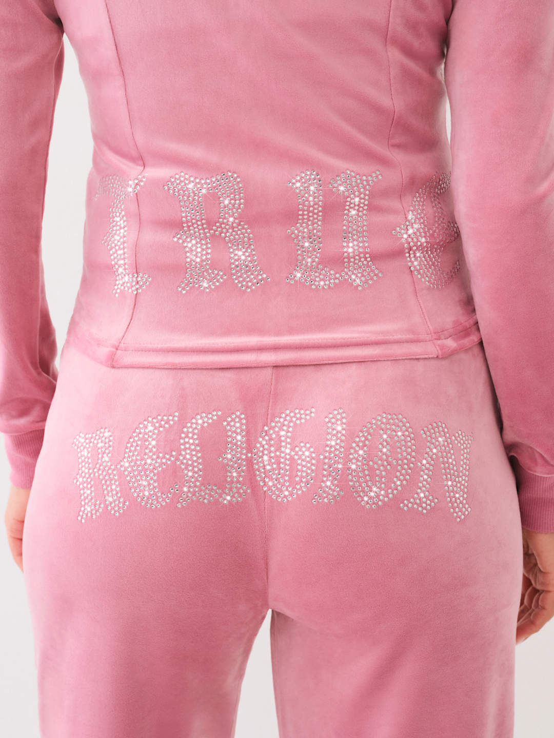 True Religion Crystal Wings Jacket Velour Heather Rose