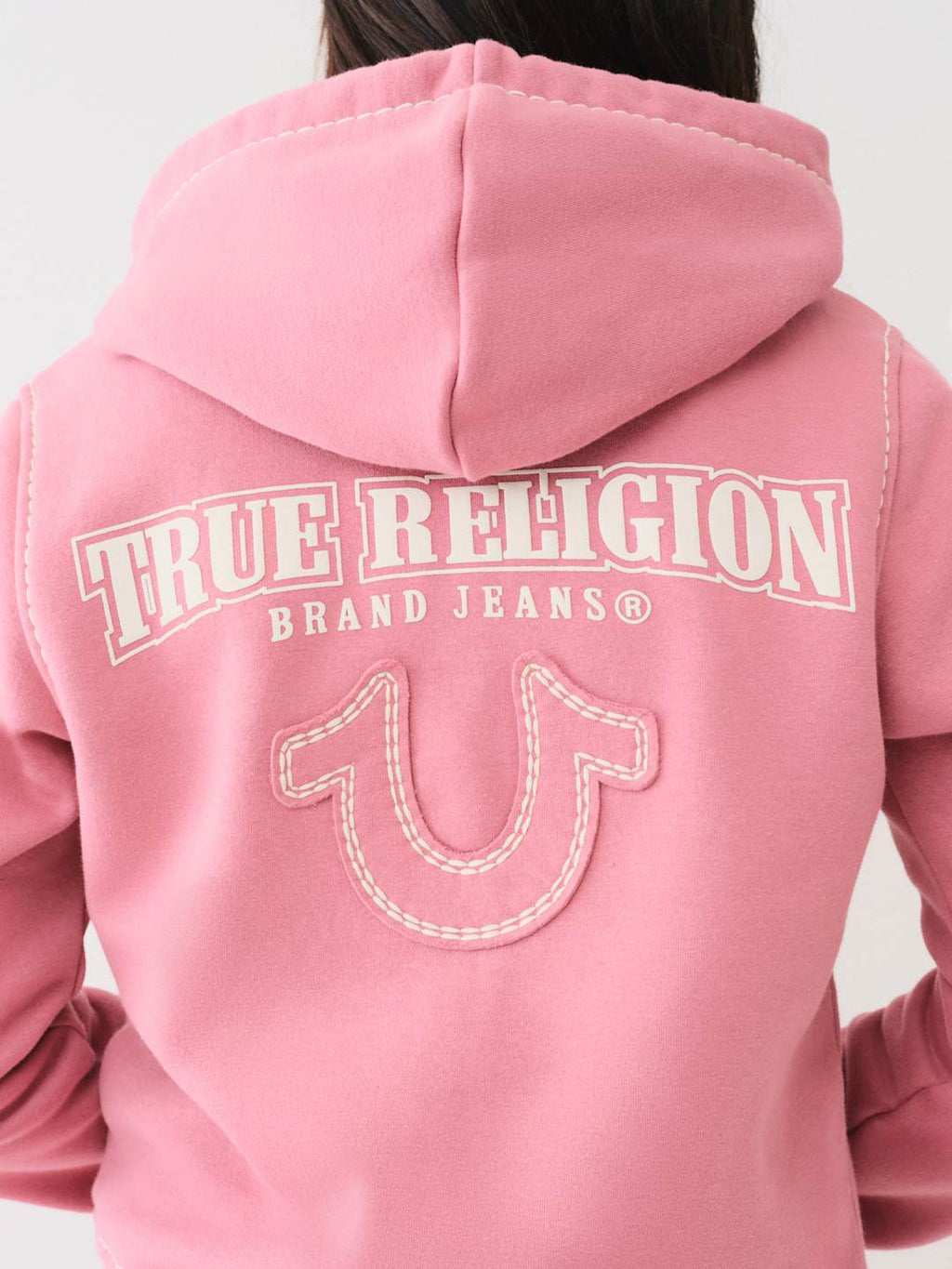 True Religion Big T Zip Up Hoodie Heather Rose