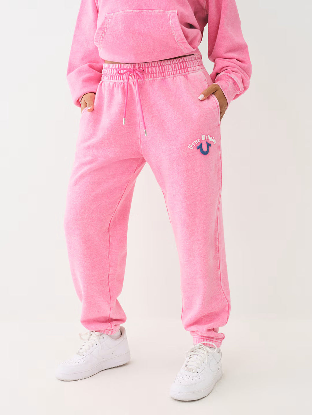 True Religion Washed Logo Track Pants Magenta