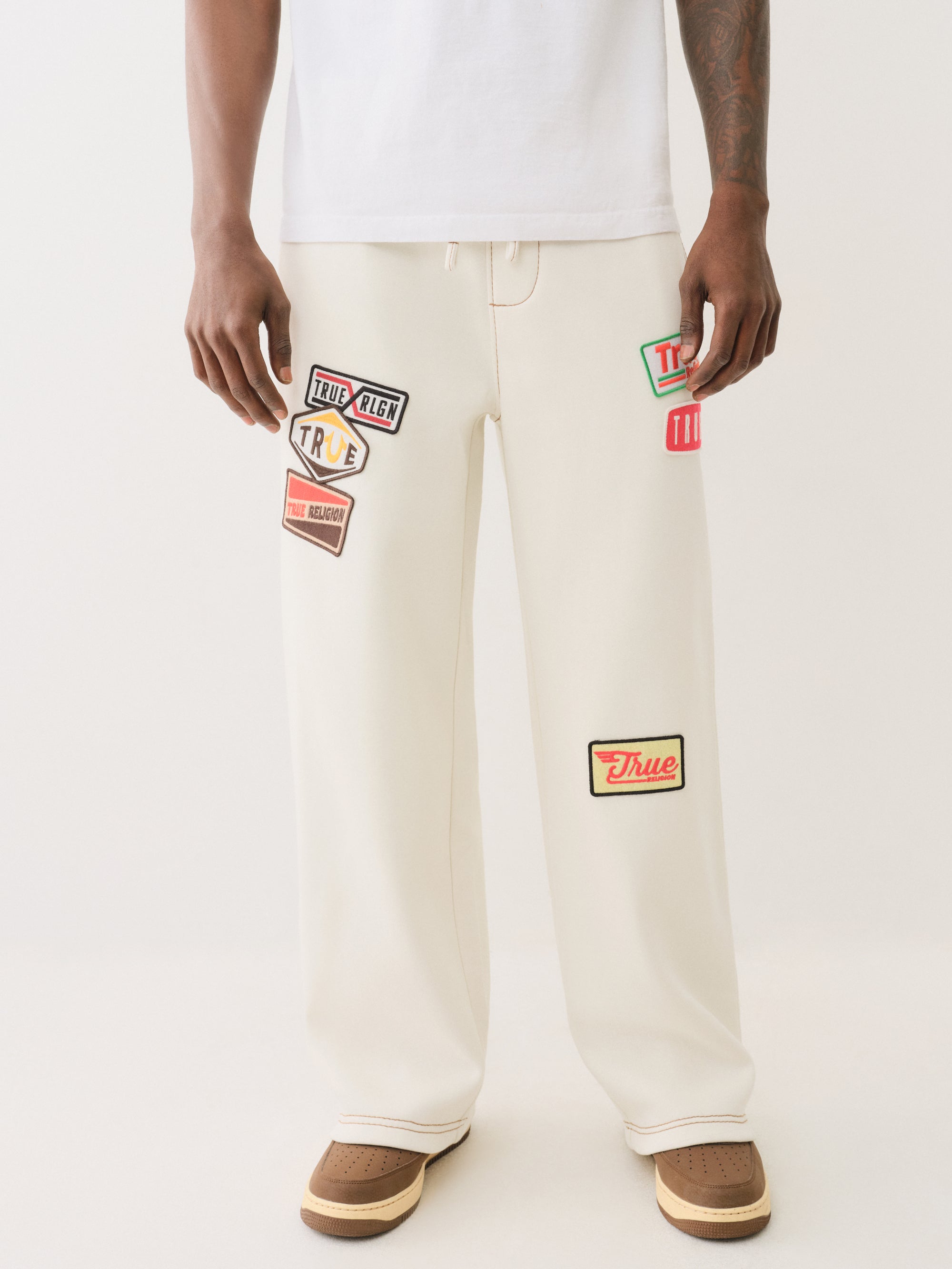 True Religion Patch Big T Baggy Sweatpant Vapor Grey