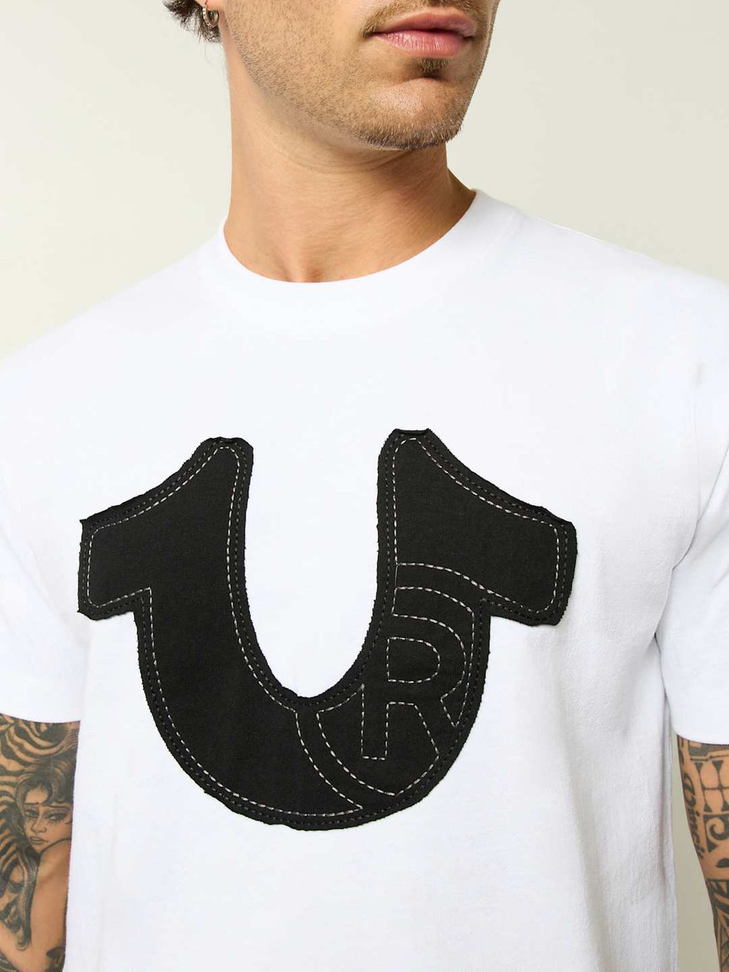 True Religion Crew SS Applique Tee Optic White